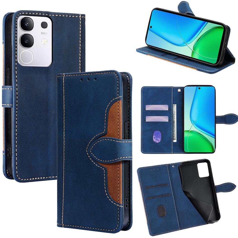 For vivo Y29 4G Case Leather Wallet Phone Cover with Straw Hat Magnetic Clasp