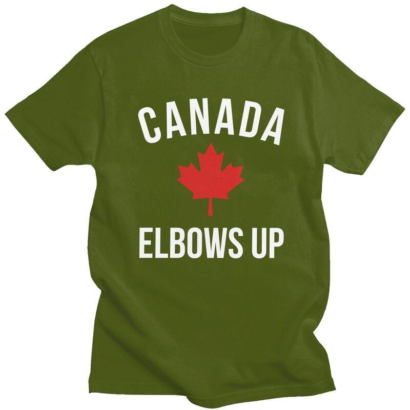 Custom Cool Elbows Up Canada Maple T Shirt Men Pure Cotton Tshirt Leisure Tee Tops Fashion Tshirts