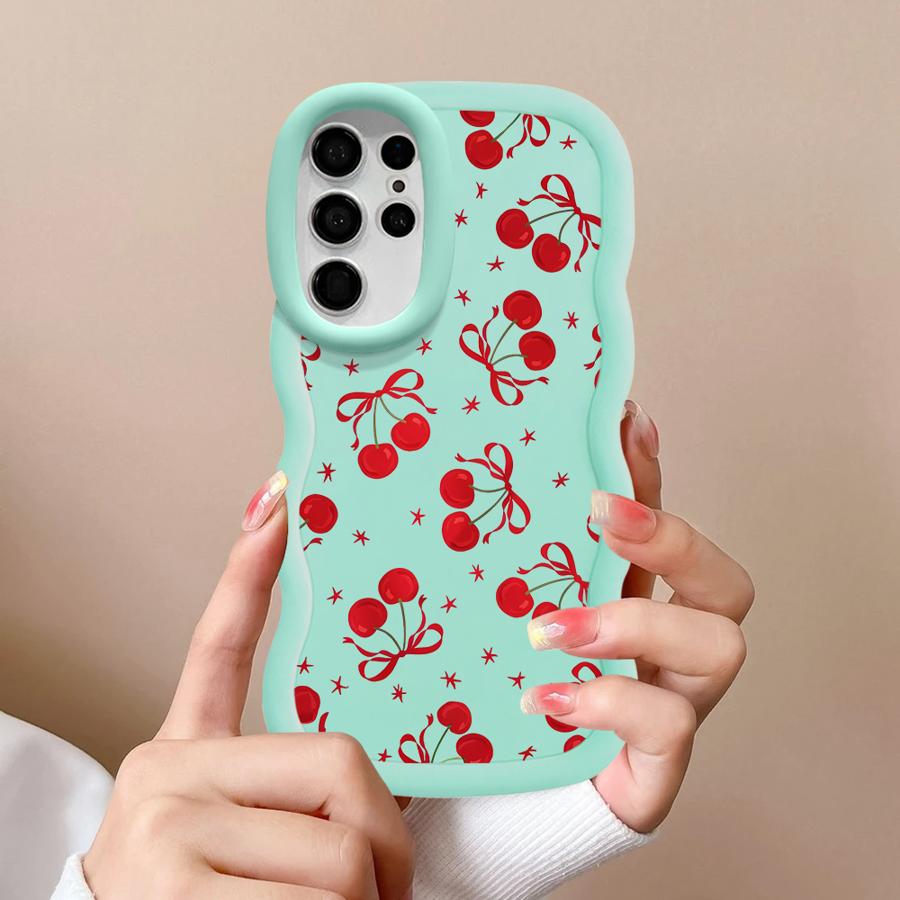 Case for Samsung Galaxy S22 Ultra S21 S23 Plus A25 S25 S24 A26 S20 FE Soft Phone Cover A36 A34 A24 A54 A35 A55 Red Lovely Cherry