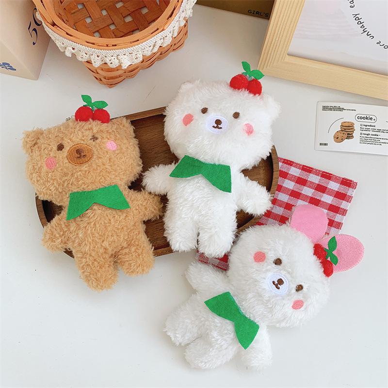 New Cherry Bear Bunny Plush Pendant Cute Cartoon Doll Schoolbag Keychain Catcher Doll