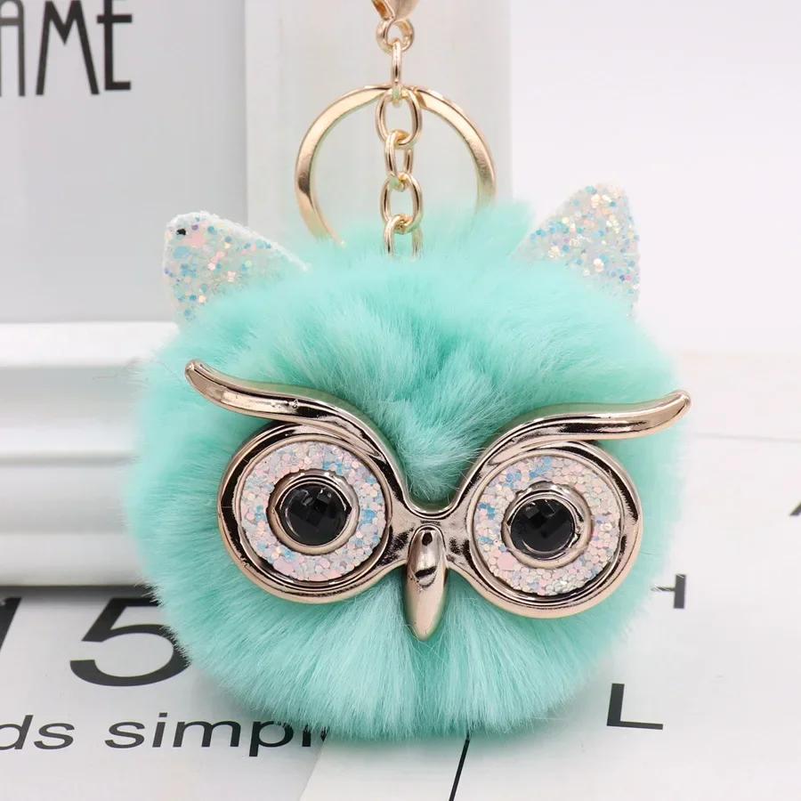 Creative Cartoon Owl Keychains Cute Big-eye Owl Gold Color Buckle Girl's Funny Keychain Handbag Ornament