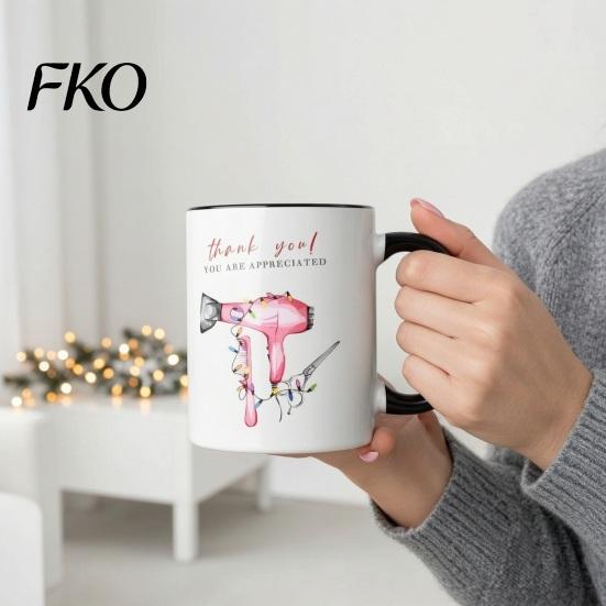 Smooth Surface Ceramic Mug Hairdresser Coffee Cup, Large Capacity Mug, Oversized Tea with Comfortable Handle Microwave Safe Cup Office Size