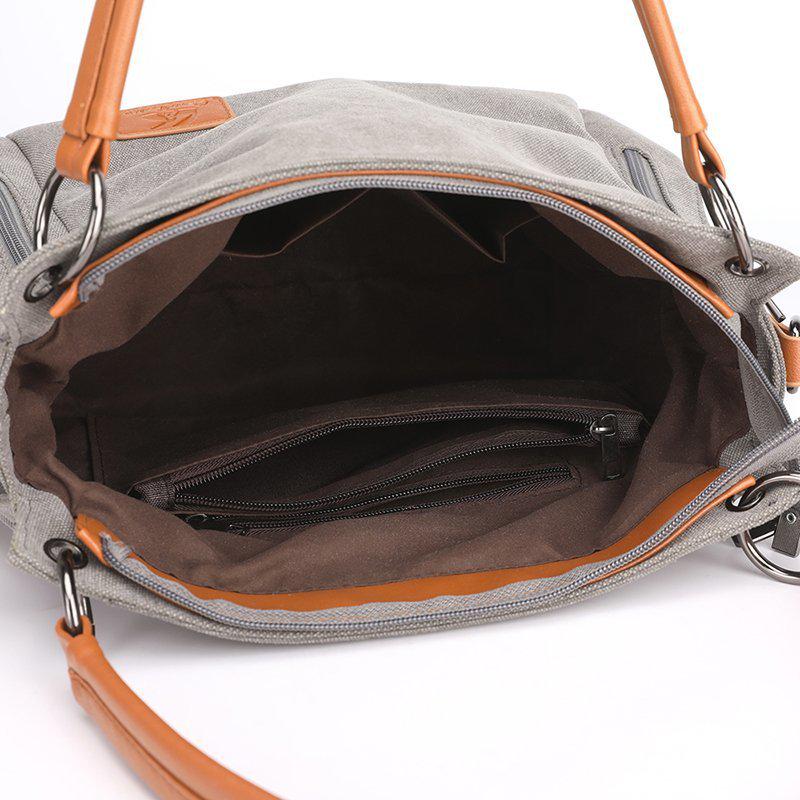 Retro Canvas Women's Crossbody Handbag - Casual Solid Color Shoulder Bag for Students