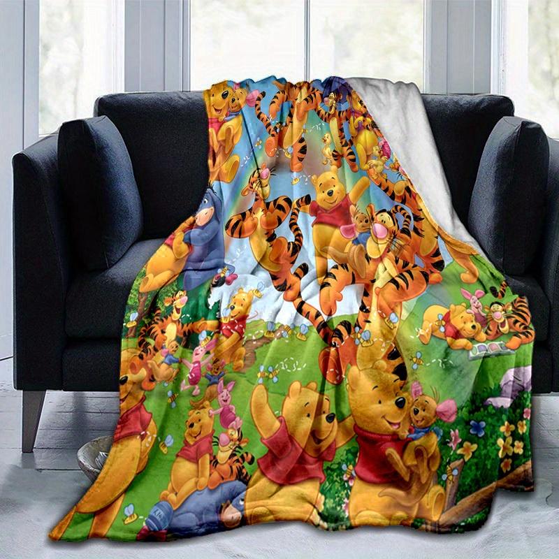 1pc. Cute Winnie The Pooh Cartoon Blanket, Soft Throw Blankets, Warm Cozy Bedding Decor Gift for Home Office Car Use All Year Round (Rainbow
