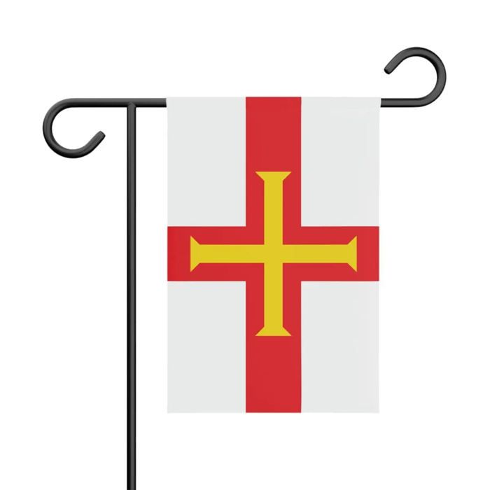 Drapeau Jardin Guernesey – 32 X 47.5 Cm – Polyester Résistant – Format Vertical – Extérieur