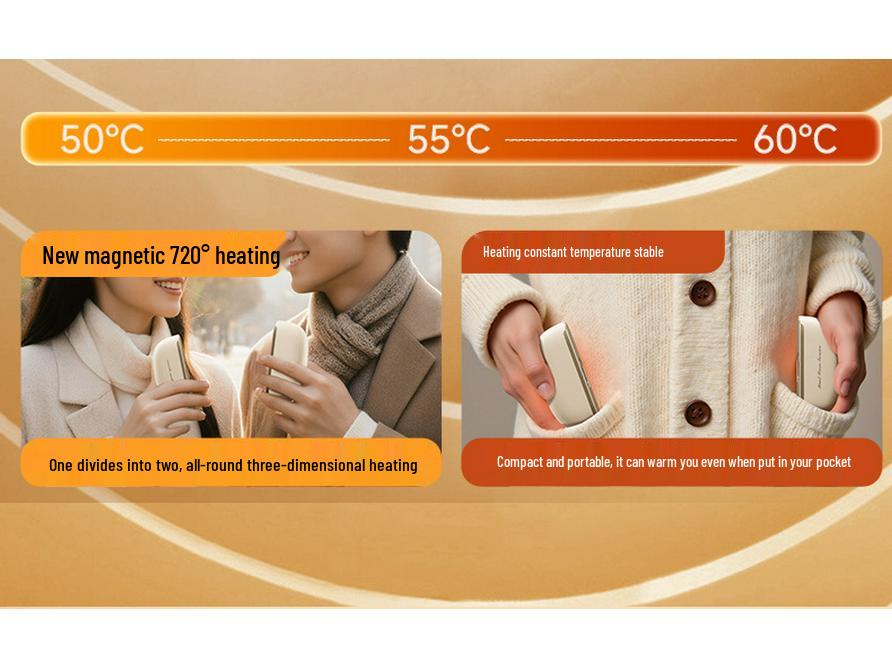 2025 Dual Magnetic 2-in-1 Rechargeable Hand Warmer: Mini, Separable, Self-Heating Gift for Girls