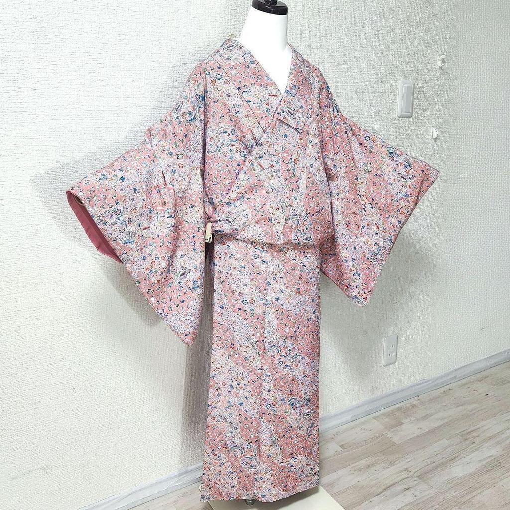 Used Washable kimono, small pattern, lining, polyester, length 161, sleeve 65, casual