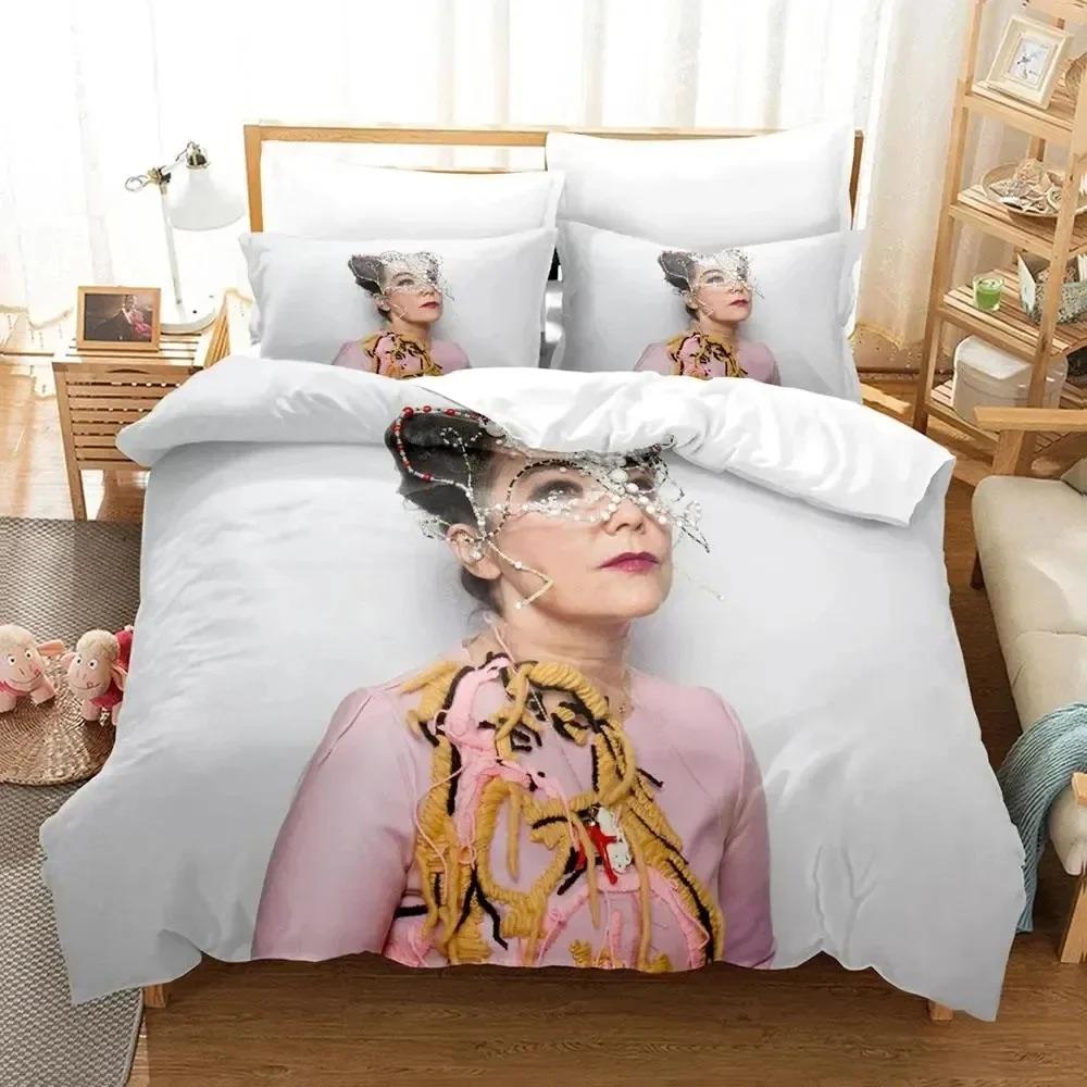 Juego de Cama de la Cantante Bjork Björk Funda Nórdica Juego de Cama Cubre Edredón Funda de Almohada Edredón Tamaño King Queen Niños Adultos Juego de Cama
