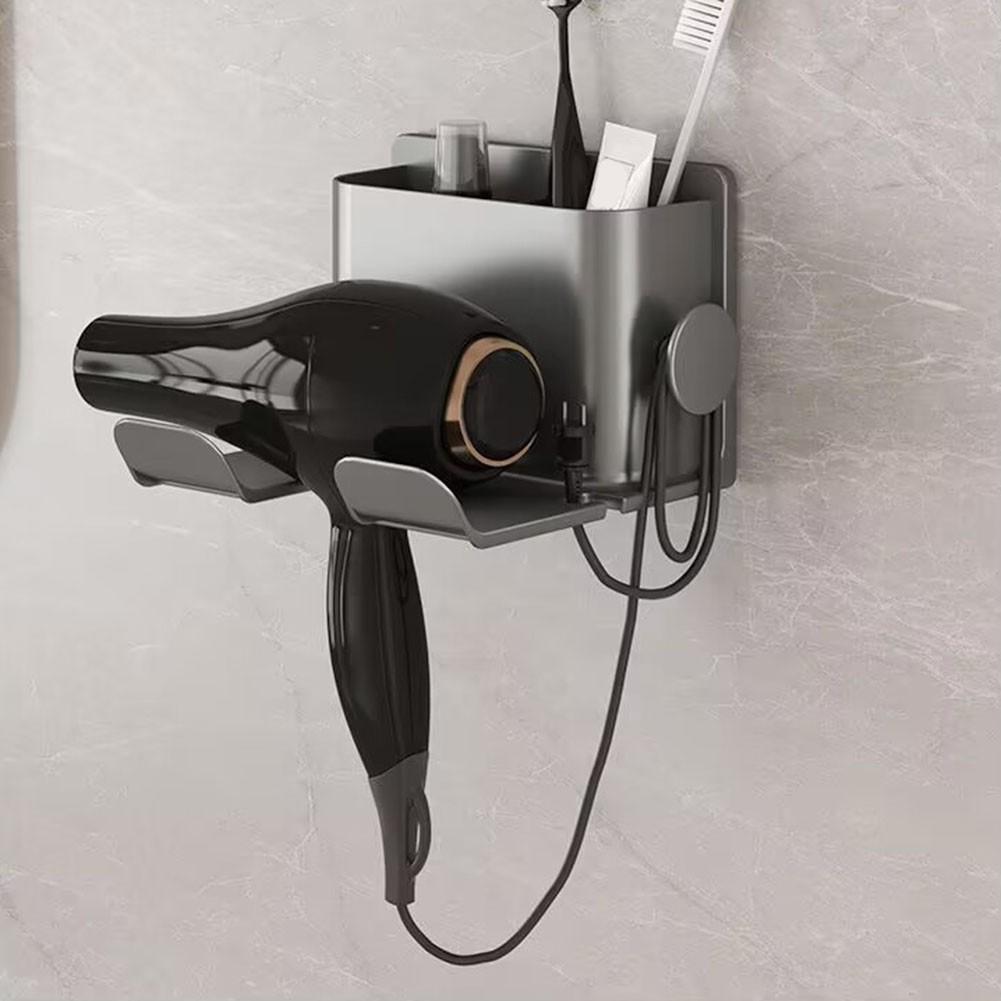 Bathroom Storage Hair Dryer Rack Wall Mounted Holder Accidental Fall Prevention