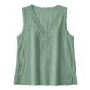 Womens Casual Summer Sleeveless V Neck Lace Trim Shirt