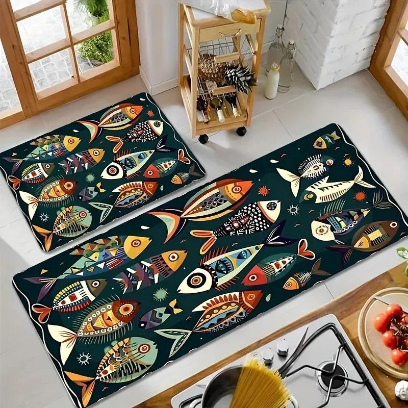 1PC Handdraw Owls Printed Decor Kitchen Rugs Non-Slip Home Door Mats Bathroom Rugs Bath Mat Carpet for Home Sink Laundry Decor