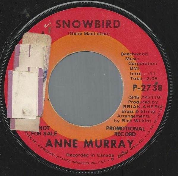 

7inch Record ANNE MURRAY Snowbird P2738PROMO Capitol Records 1970 Canada CountryFolk Used