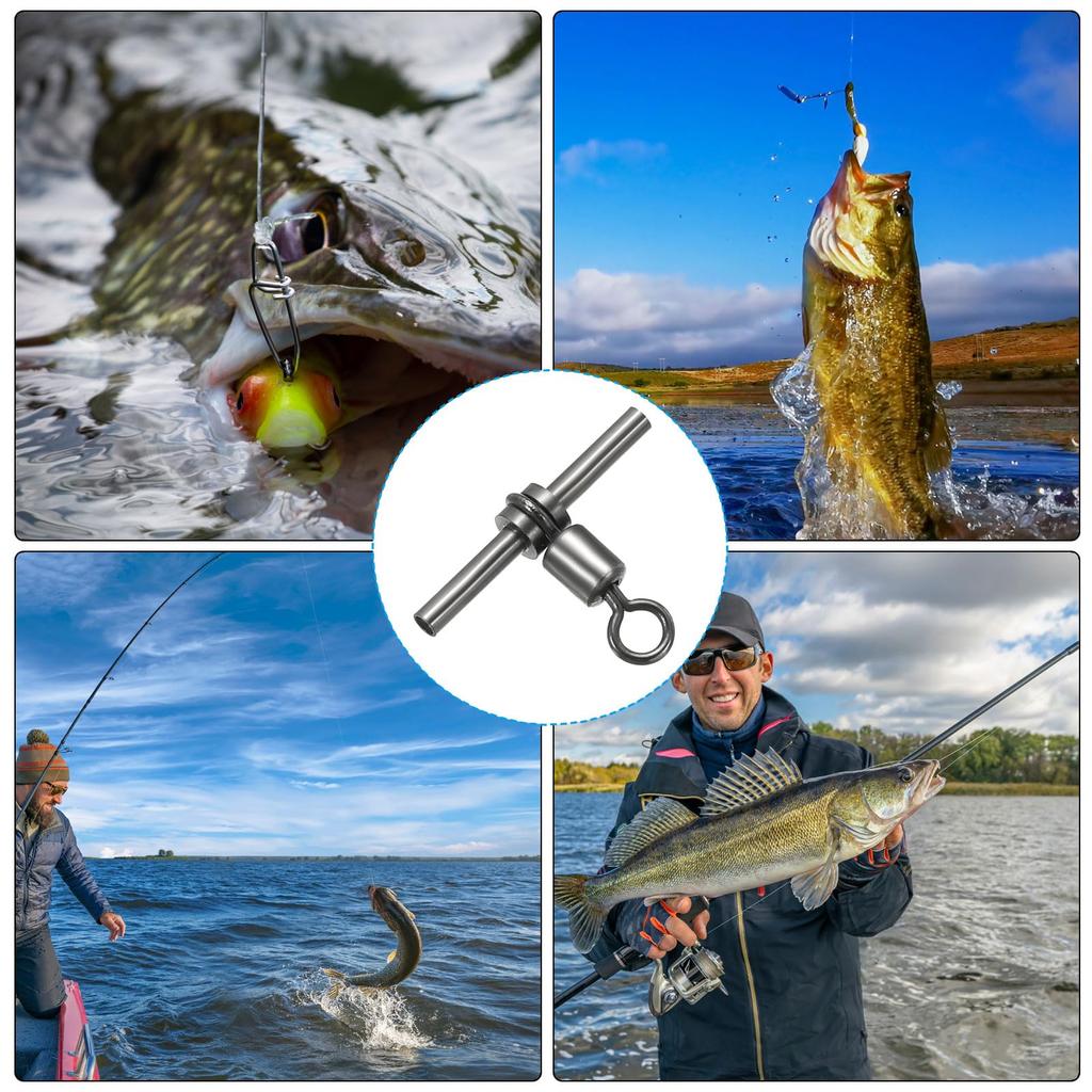 PATIKIL 70lb Angel Messing Wirbel Wirbel für Süß- und Salzwasser Wirbel, 50er-Pack, 3-Wege T-förmige Hülsen, Hochfeste Cross-Line Rigs, (5 #)