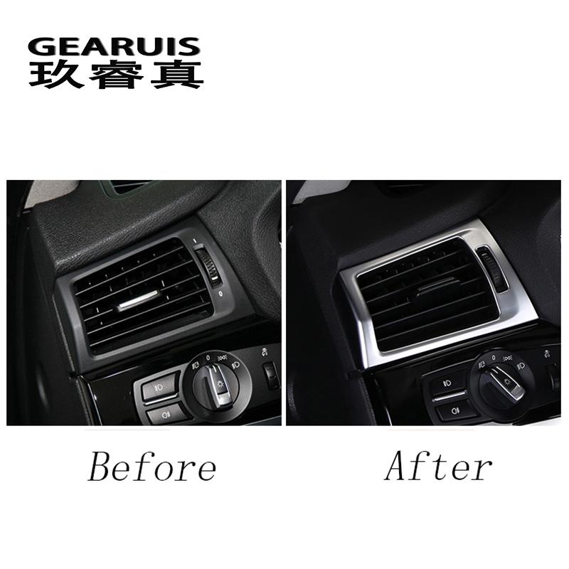 Car Styling AC przedni wylot powietrza tapicerka dekoracyjna naklejka naklejka pokrywa z włókna węglowego dla BMW X3 F25 X4 F26 wnętrze Auto