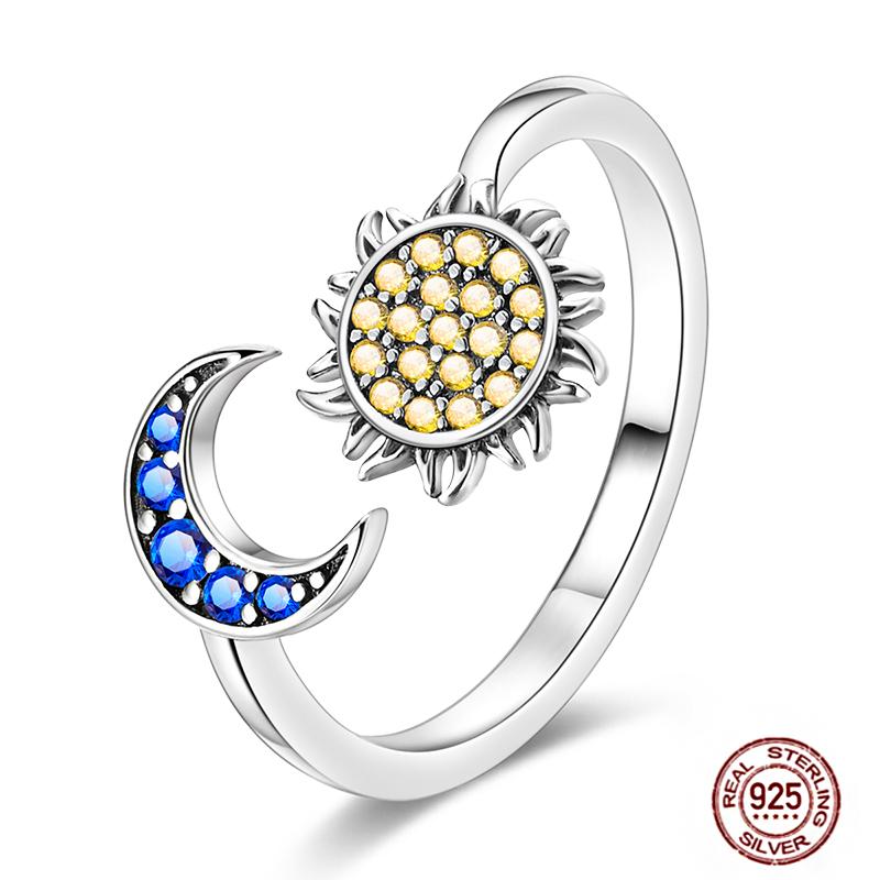 Luminous Firefly 925 Silver Ring Sparkling Rainbow Color Heart Wishbone Flower Original Rings For Women Wedding Jewelry