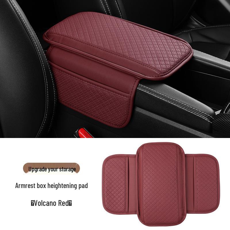 Car Armrest Riser Pad with Non-Slip PU Leather Cover and Storage Bag
