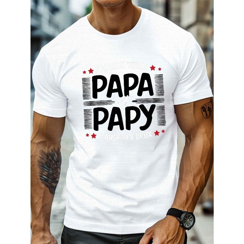 

Мужская футболка с принтом Papa PAPY - Повседневная, с круглым вырезом, коротким рукавом, легкая и удобная летняя футболка, с принтом, топ S белый