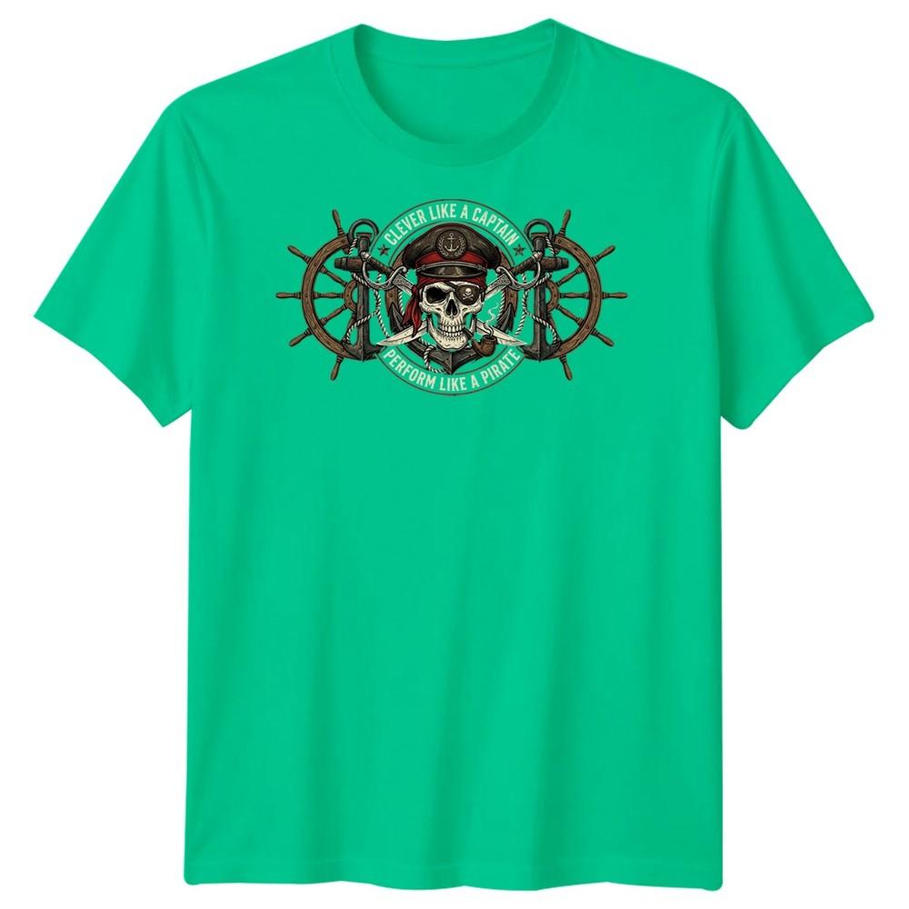 Captain Pirate Navy Unisexs T Shirt Ship Anchor Skull Sailor Roger Graphic Tee S