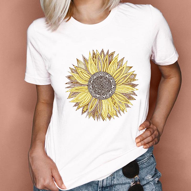 Fashion Feather Graphics Women T-Shirts Summer 90S Blouse Short Sleeve Tees O-Neck Female Tops Streetwear Y2K Clothing