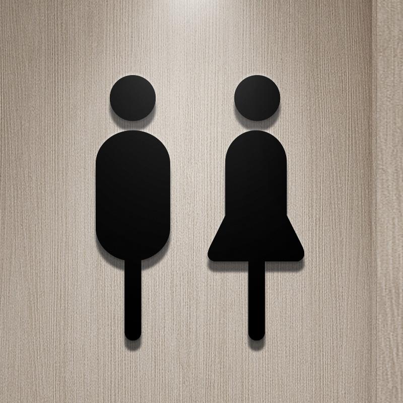 Shopping Malls Office Toilet Sign Plate Acrylic 3D Wash Room Door Wall Label Sticker WC Signage Board Art Hotel Home Decor