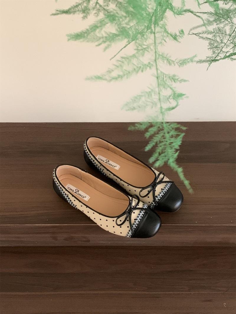 

French 2025 bow one-pedal grandma shoes flat-soled shallow mouth single shoes soft-soled beanie shoes ballet shoes women 39