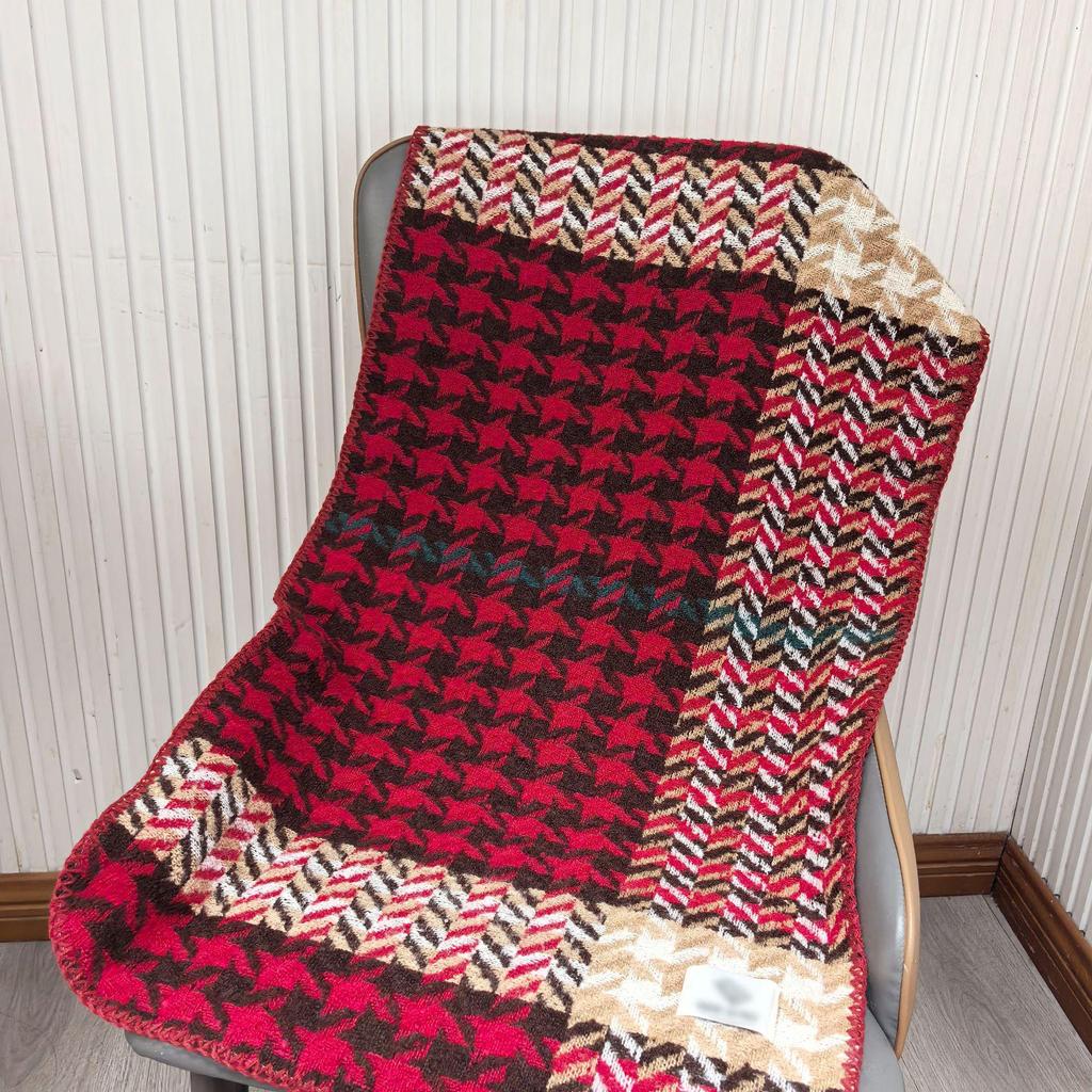 2025 Houndstooth Korean-Style Double-Sided Shawl – Warm Imitation Cashmere Scarf for Autumn/Winter