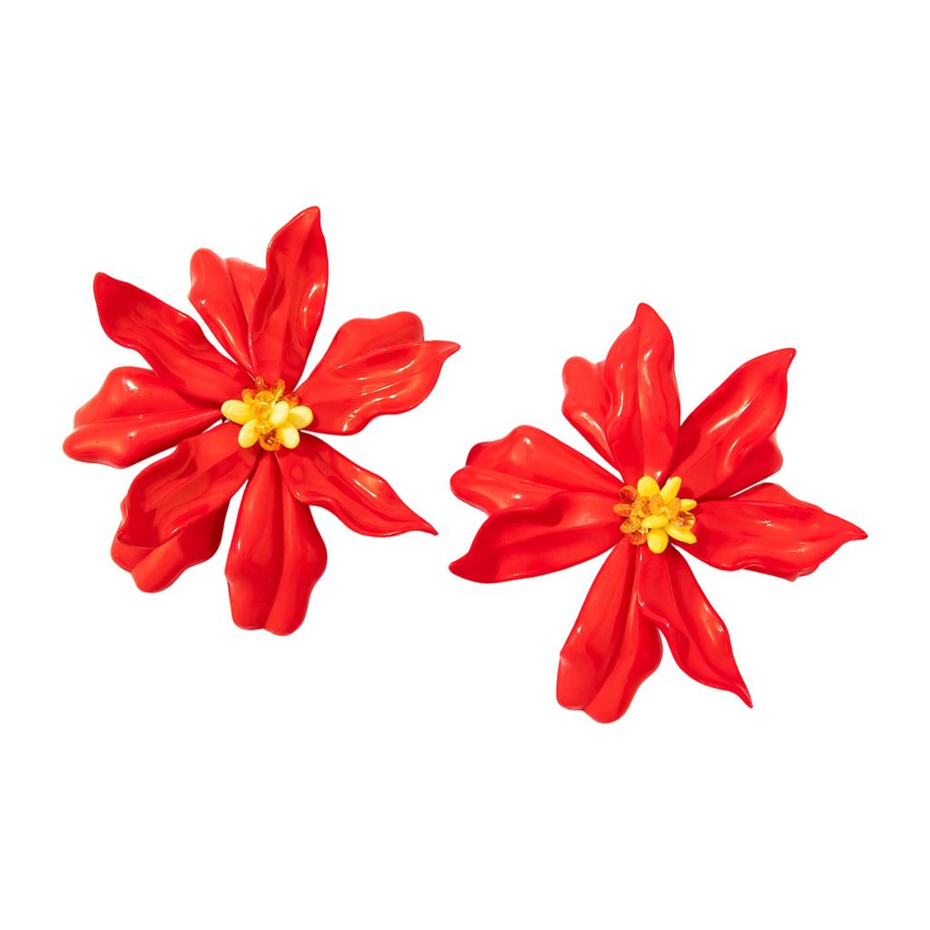 Excellent Present for Women Sweet Look Resin Flower Earrings Featuring Bold Raised Design for Special Occasion