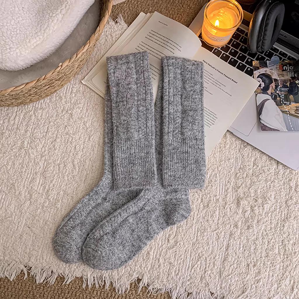 Wool Twist Thigh Socks Winter Fleece Thickened Warm Knee Pads Cashmere Socks Women'S Non-Slip Stockings Over Knee Socks