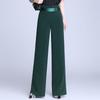 High-Waisted Wide-Leg Dance Pants with Side Zip for Women – Spring/Summer Style, Solid Color, Great Drape, Casual Ironed Straight-Leg Design