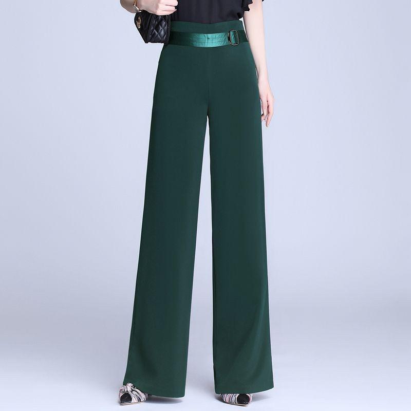 High-Waisted Wide-Leg Dance Pants with Side Zip for Women – Spring/Summer Style, Solid Color, Great Drape, Casual Ironed Straight-Leg Design