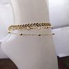 3pcsset Summer Beach Fashion Fishbone Chain Crystal Zircon Beads Chain Anklet