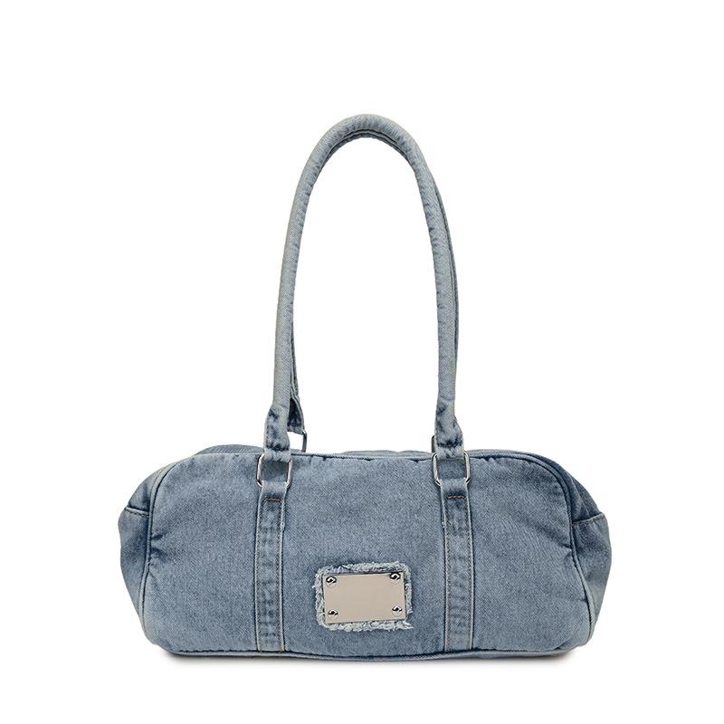 

Женская модная джинсовая сумка через плечо на осень 2025 года - Универсальная, вместительная сумка для поездок на работу One Size светло-синий
