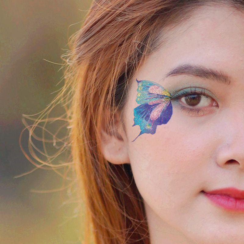 Ali di Farfalla Scintillanti Tatuaggio Adesivo Impermeabile Occhi Viso Mano Corpo Arte Tatuaggi Finti Per Donne Trucco Danza Festival Musicale