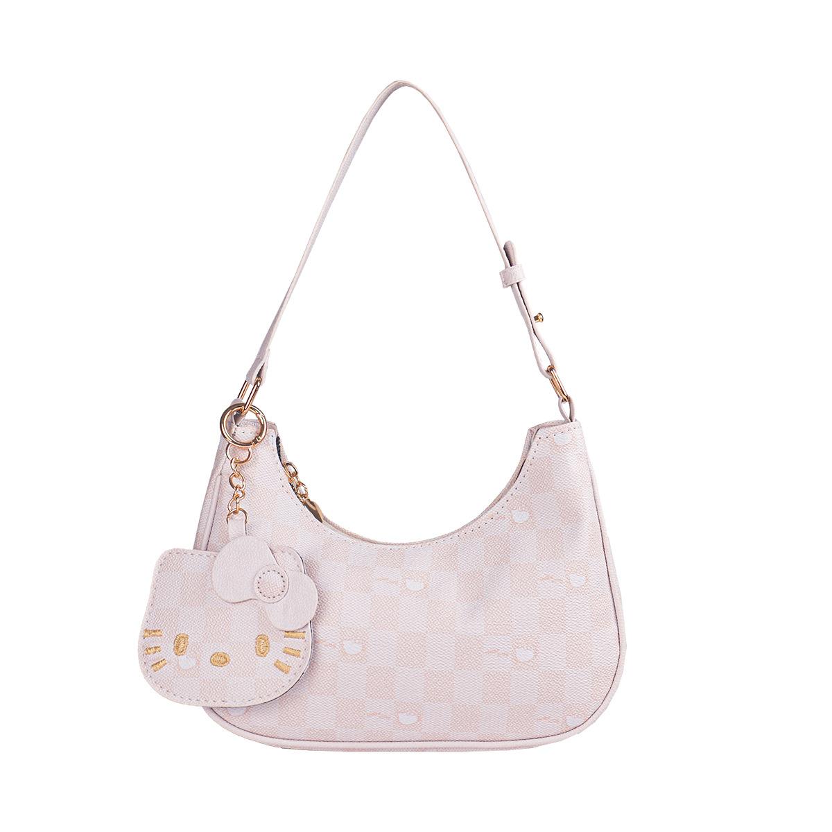 

Cute KT Cat Crescent Armpit Bag Korean Chic Single Shoulder Crossbody Bag for Women розовый