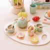 Set Wooden Tea Toddlers Play Party Children Food Dessert Tray Kitchen Teapot