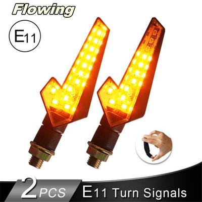 Universell 2 Stück Motorradblinker E11 Fließendes Wasser Blinker 12LED Blinklicht Eingebautes Relais Biegsames Rücklicht Stopplicht