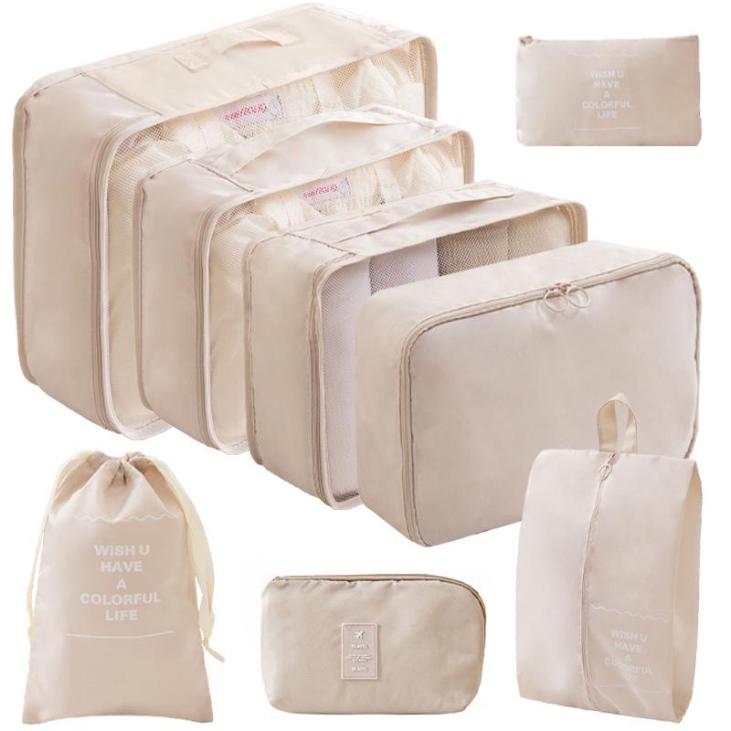 Eight-Piece Travel Storage Bag Set for Organizing Clothes