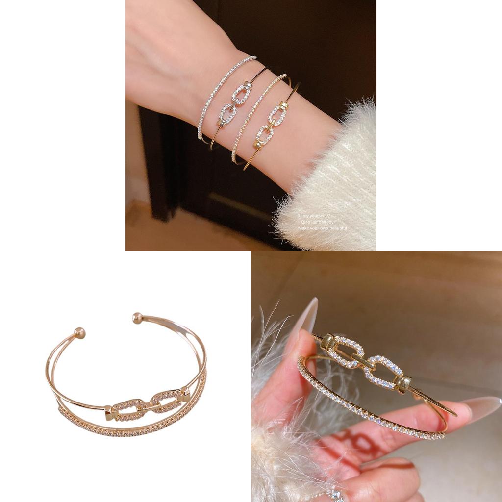Kupfer Zirkon Doppellagiges Nasenring-Armband Mit Elegantem Design Für Modische Frauen