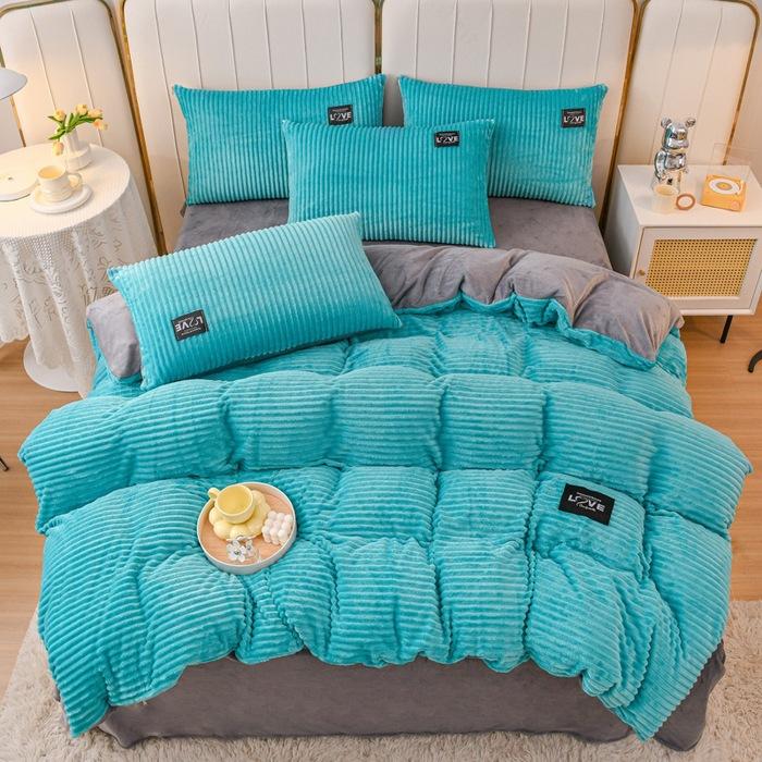 3pcs Duvet Cover Winter Warm Bedding Sets Double Quilt Cover King Twin Queen Size Bed Thick Flano Coral Fleece with Pillowscase