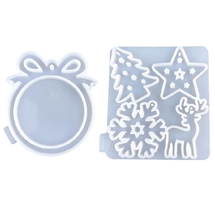 

Set of 2 Christmas Ornaments Mold Decorative Pendant Plaster Mold Jewelry Supply 1