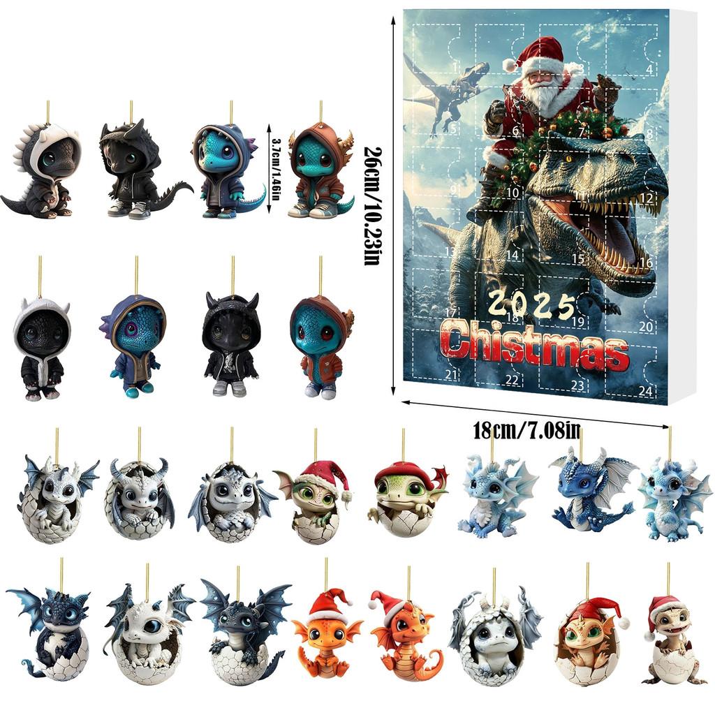 Christmas Countdown Blind Box Mini Acrylic Dragon Baby Hanging Decor For Holiday Gift Giving