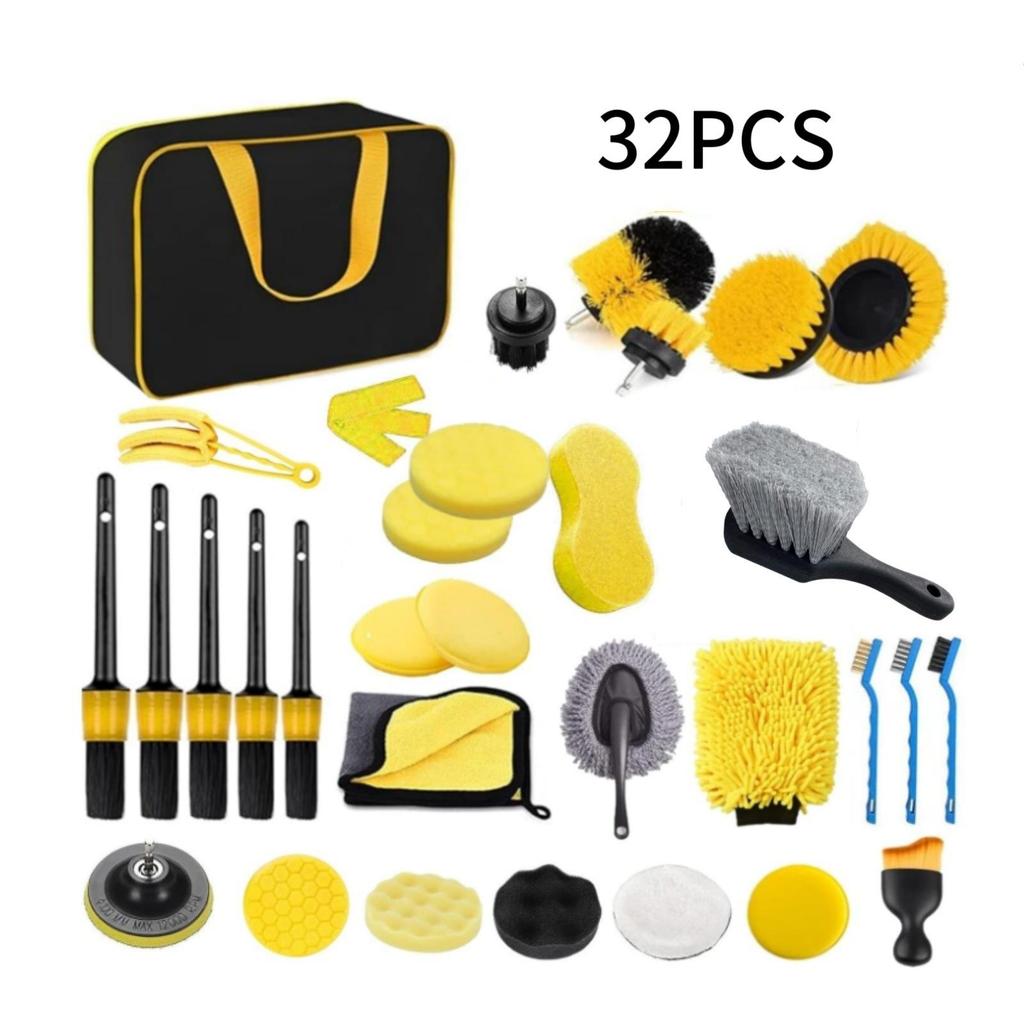 Multi-Functional Electric Cleaning & Polishing Brush Set for Car Interiors, Air Vents, Tires & More