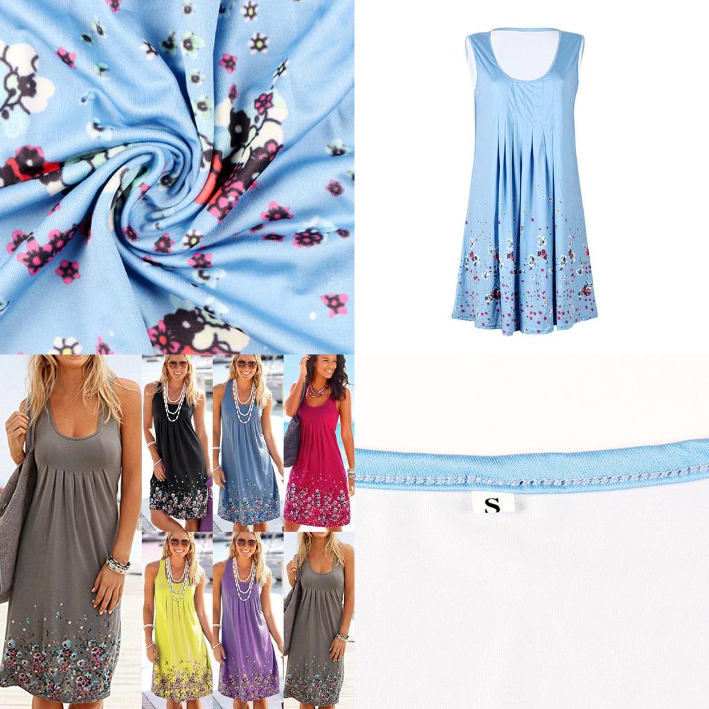 Elegant Womens Summer Boho Floral Short Midi Dress For Cocktail Evening Parties