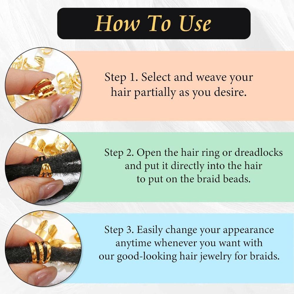 40PCS Multi Style Hair Braid Tubes Gold and Silver Braids Hair Beads Hair Jewelry