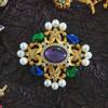 Vintage Antique-Style Gemstone Brooch for Men and Women - Party Dress Accessory