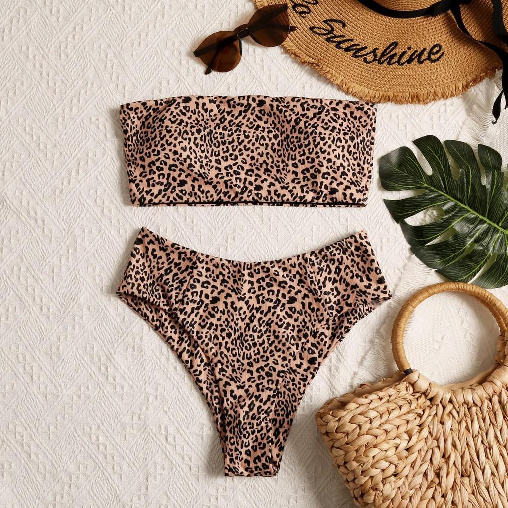 2023 Nowy Seksowny Strój Kąpielowy Bikini Bandeau z Wysokim Stanem i Rozcięciem Dostępny w Magazynie