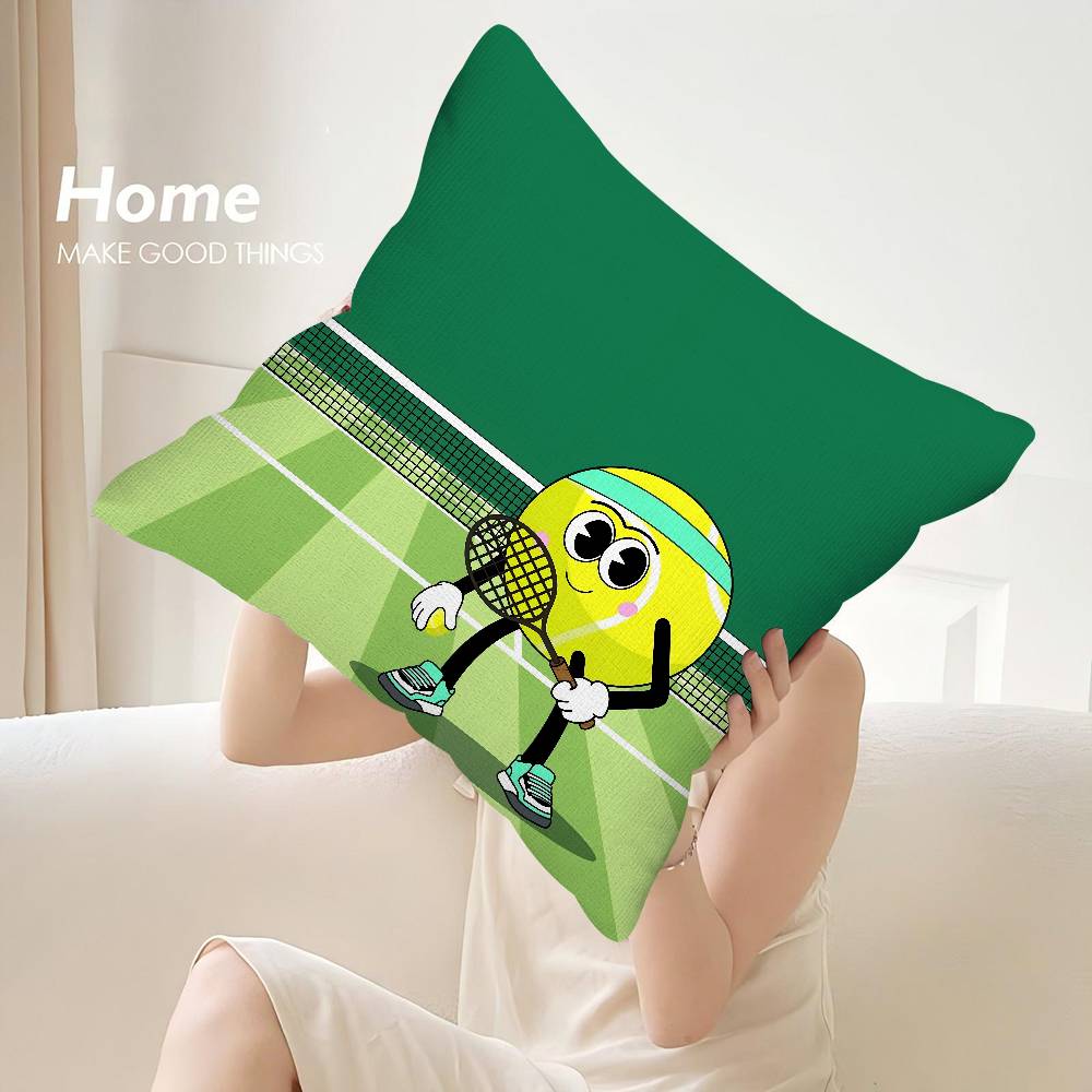 Cute Tennis Pictures Pillow Case Sofa Decorative Home Double-sided Print Plush Square Throw Pillow Covers Cushion Decor Cover