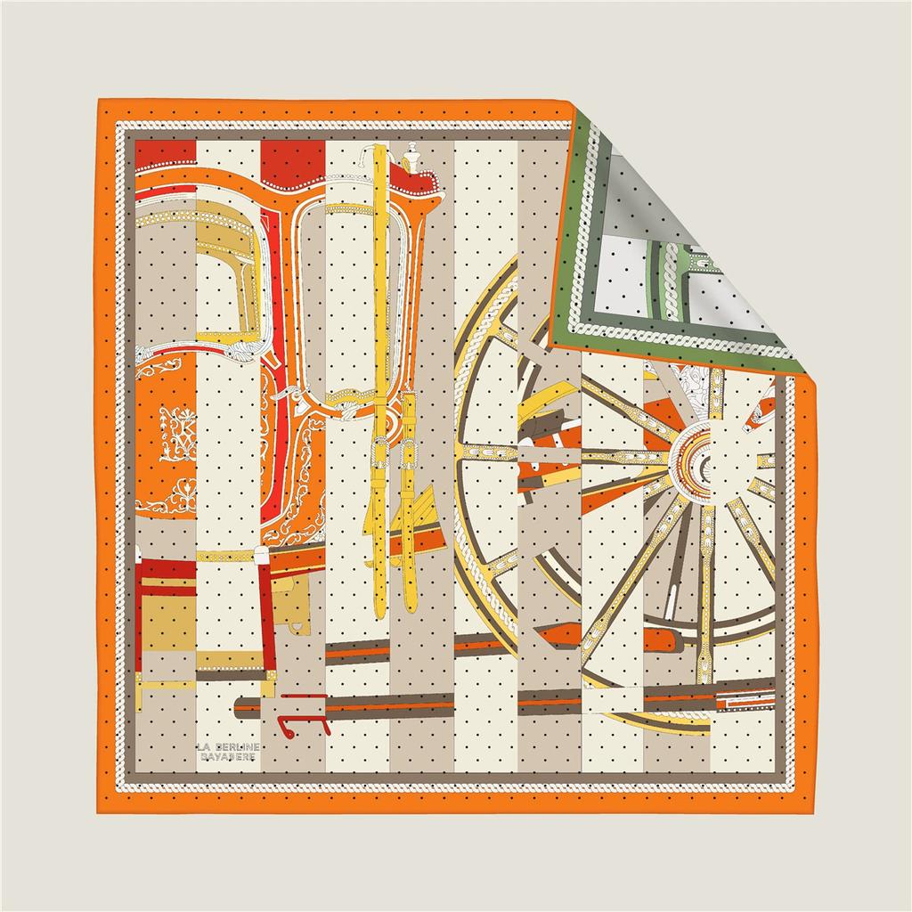 Brand Silk Scarves Wraps Wheel Printed Twill Silk Scarf Women Shawls Luxury Design Hijab Fashion Square Curled Scarf Neckerchief