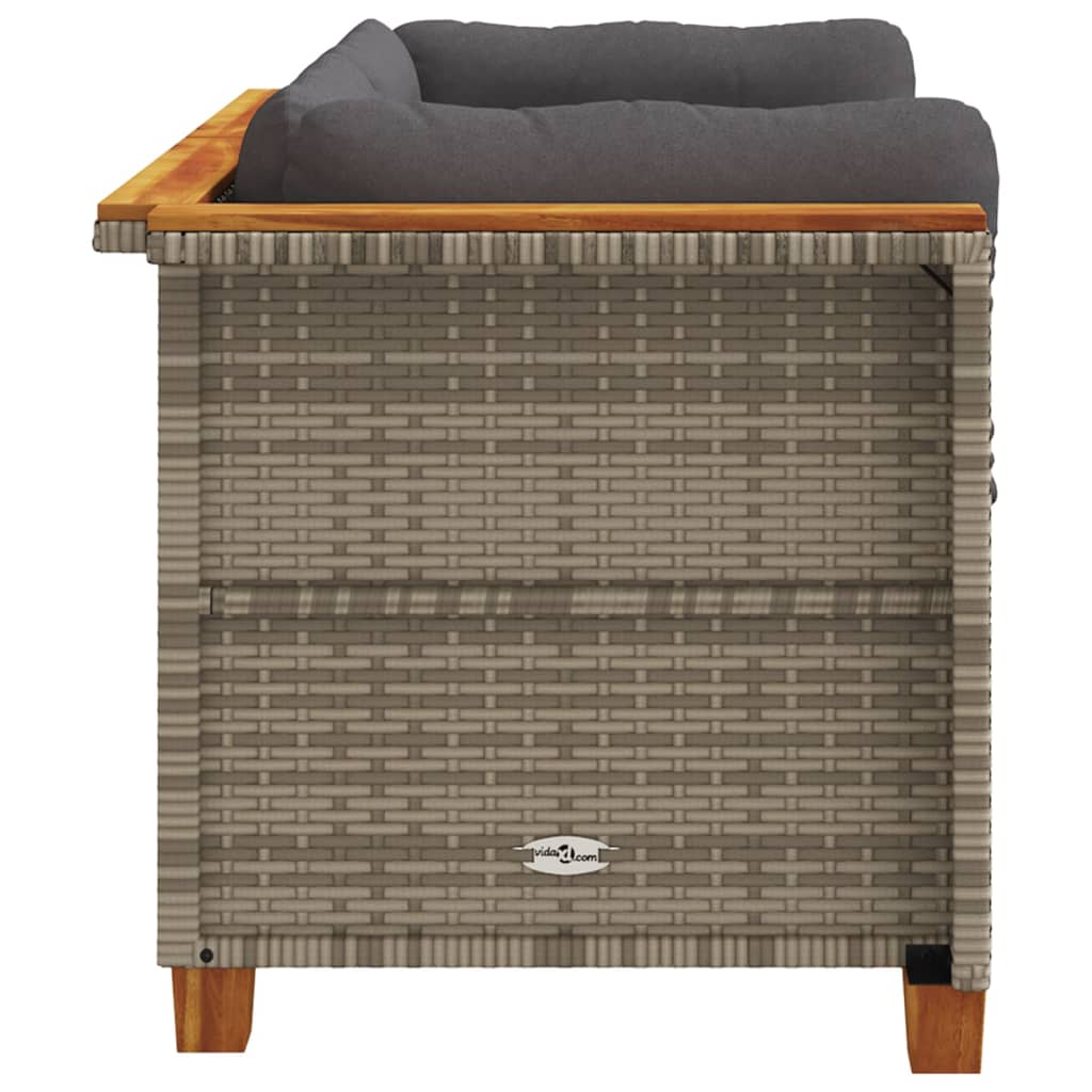 Garden Corner Sofa Set with Cushions 2 Pcs Grey Poly Rattan