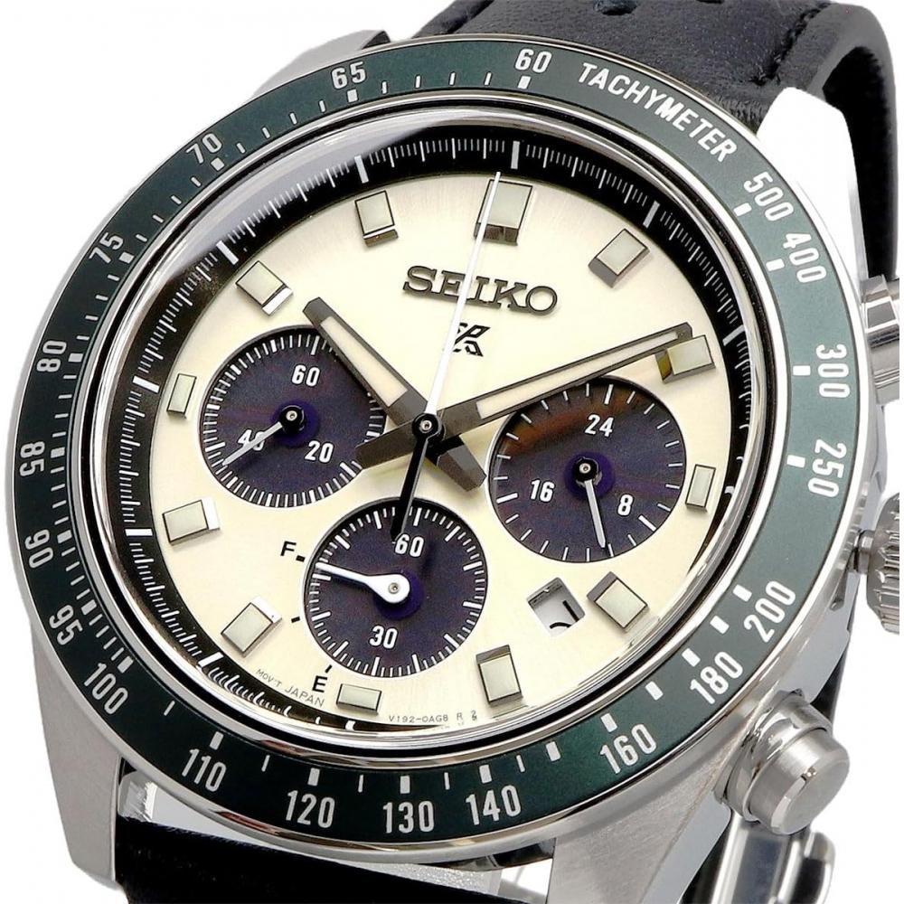 Seiko Men S Solar Chronograph Black Leather Watch SSc943